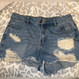SHEIN Blue Distressed Jean Shorts